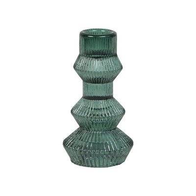 Geometric Sage Green Glass Candlestick Holder
