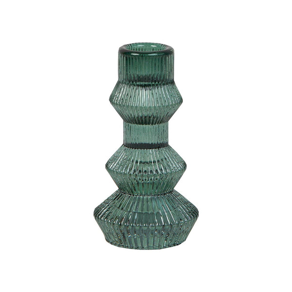 Geometric Sage Green Glass Candlestick Holder