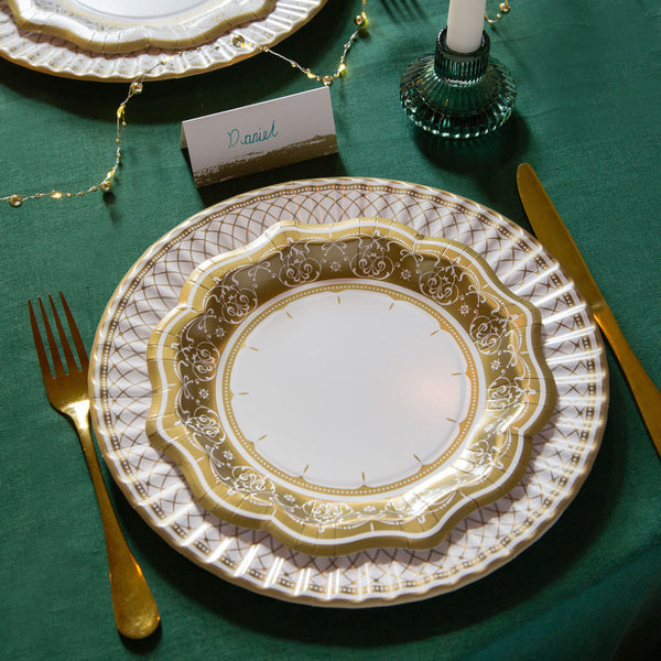 Vintage Gold Medium Paper Plates - 12 Pack