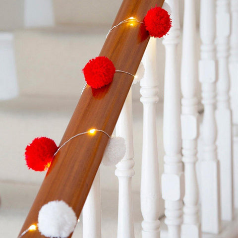 Red And White Pom Pom Lights, 20 LED, 2m - Talking Tables UK Public