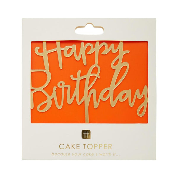 Luxe Gold Happy Birthday Cake Topper