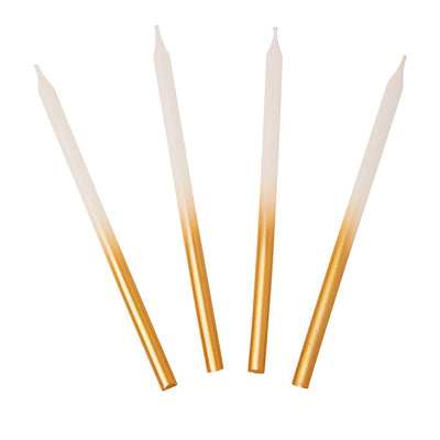 White and Gold Ombre Candles, 10cm - 16 Pack