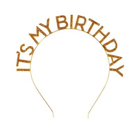 Gold Glitter 'It's My Birthday' Headband