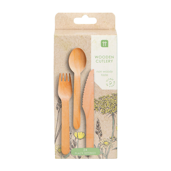 Wooden Cutlery - 24 Sets