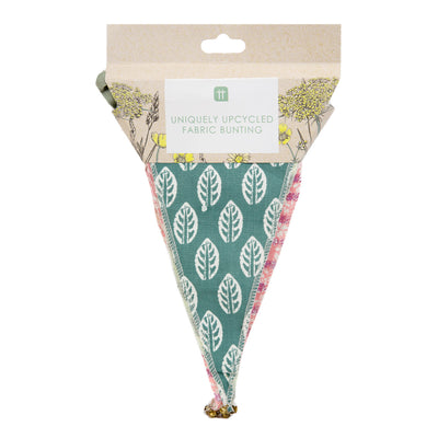 Sage and Pink Upcycled Fabric Bunting - 3m