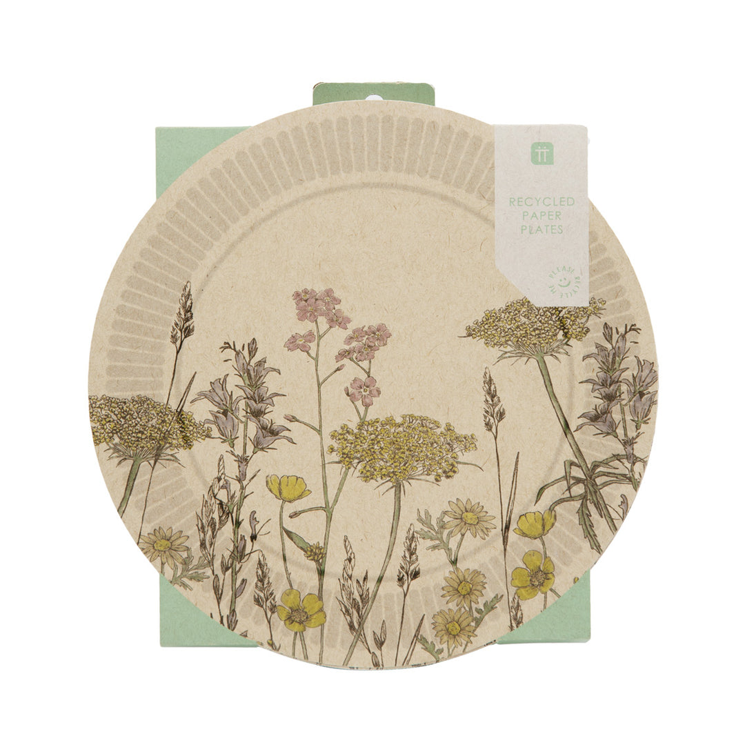 Recycled Paper Wildflower Plates 12 Pack Talking Tables UK