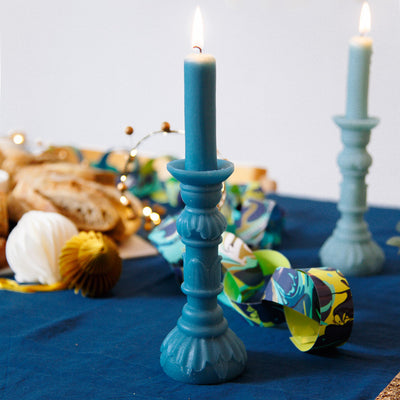 Blue Candlestick Shaped Candle