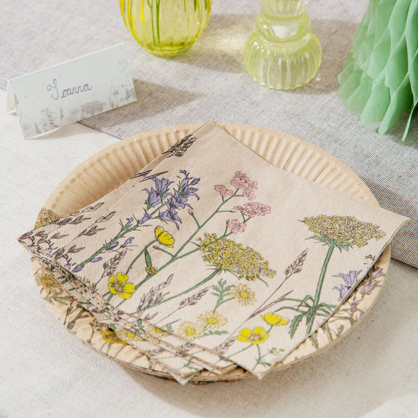 Recycled Paper Wildflower Napkins - 20 Pack