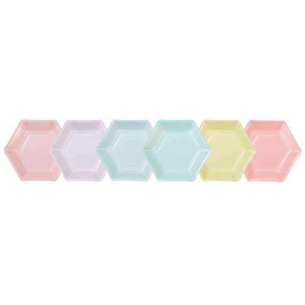 we heart pastels hexagonal plates 12 pk 6 designs 18cm diameter 1 - Talking Tables