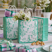 Toile de Jouy Green Paper Gift Bags - 8 Pack