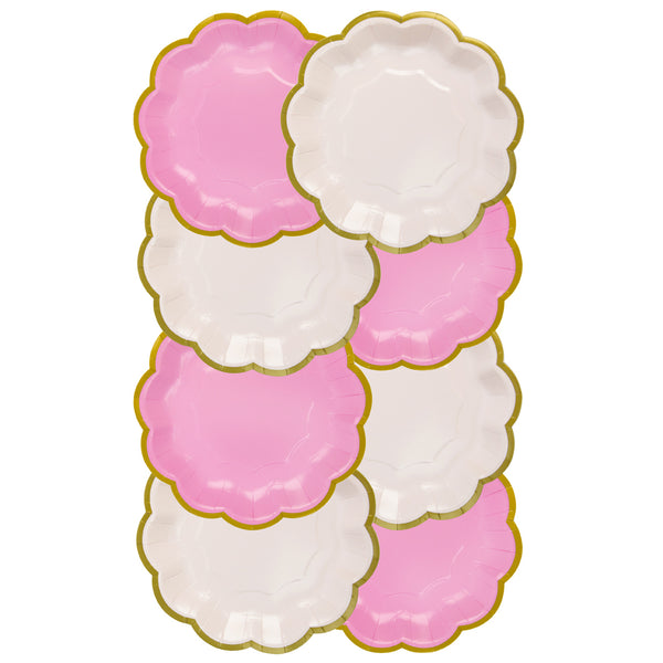 Pink Scalloped Recyclable Plates - 12 Pack