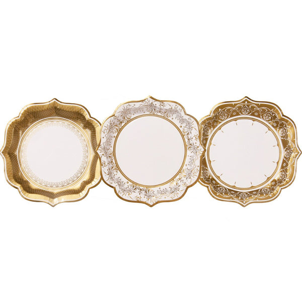 Vintage Gold Medium Paper Plates - 12 Pack