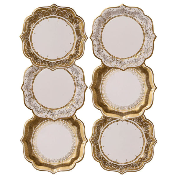 Vintage Gold Medium Paper Plates - 12 Pack