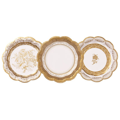 Vintage Gold Small Paper Plates - 12 Pack