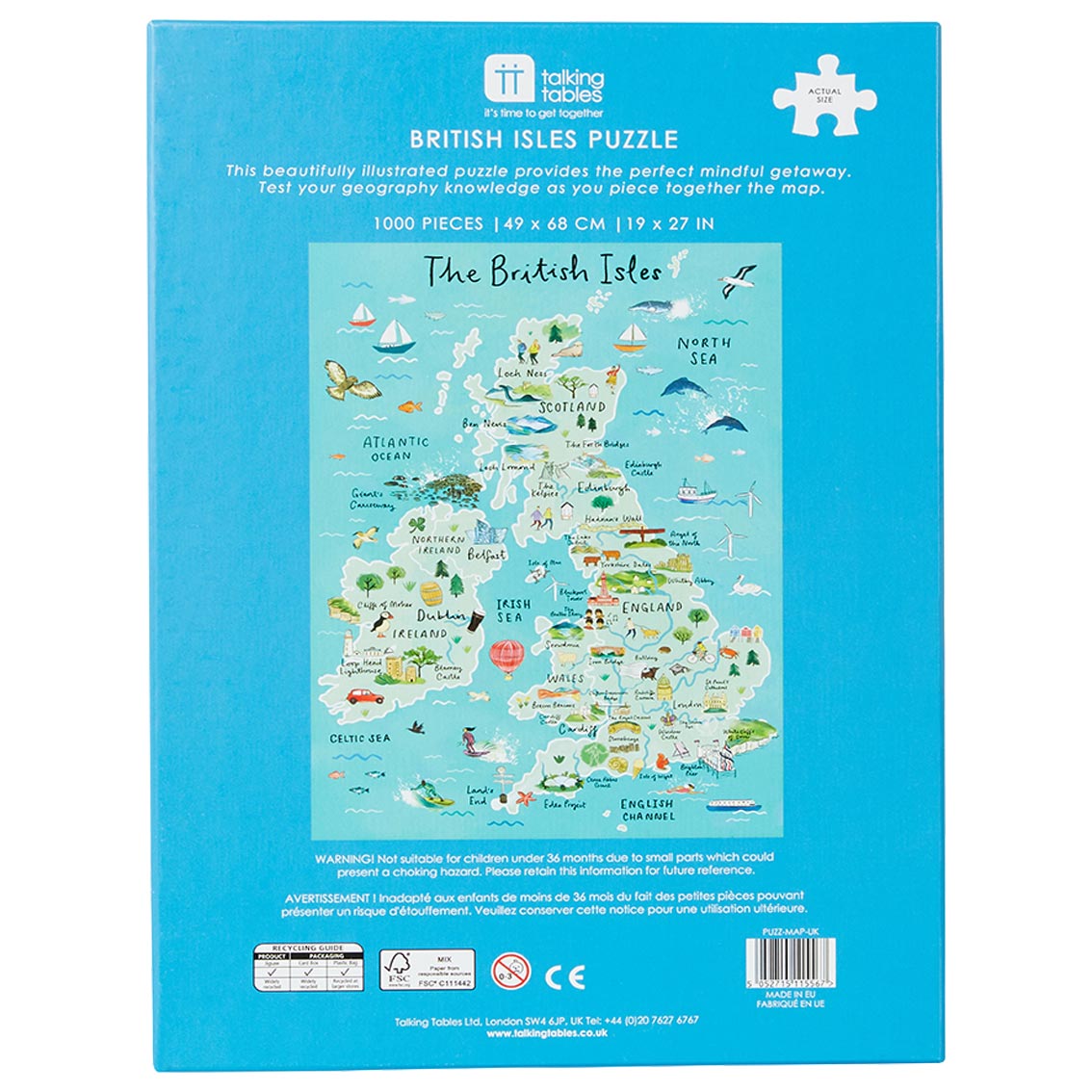 UK Map Jigsaw Puzzle, 1000Pieces Talking Tables UK