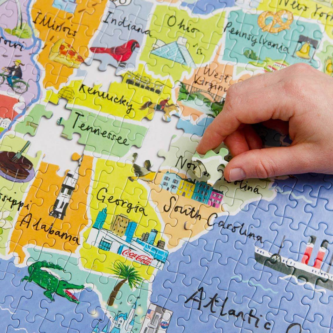 USA Landkarte Puzzle 1000 Teile – Mit Highways, Flüssen & Hauptstädten Für Puzzle-Fans