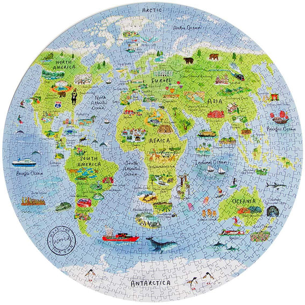 Circular World Map Puzzle 1000 Pieces - Talking Tables UK Public