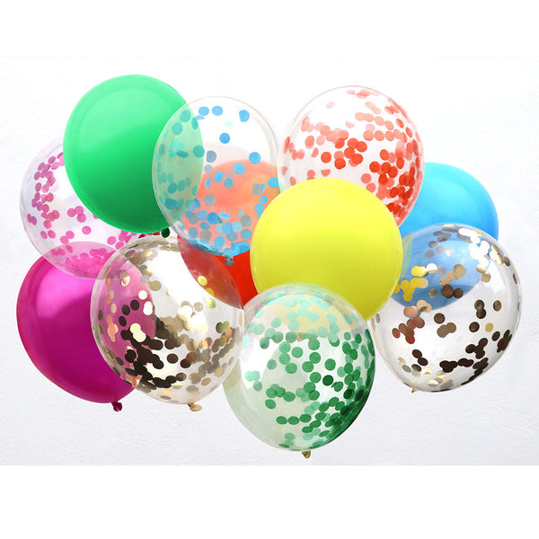 Rainbow Confetti Balloons - 12 Pack