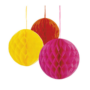 Rainbow Paper Honeycomb Decorations - 3 Pack