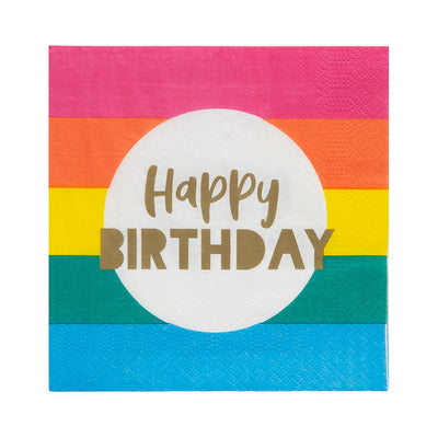 Rainbow 'Happy Birthday' Recyclable Napkins - 20 Pack