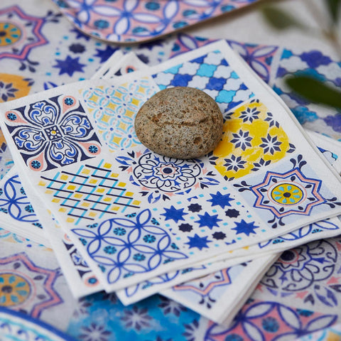 Moroccan Souk Blue Paper Napkins - 20 pack