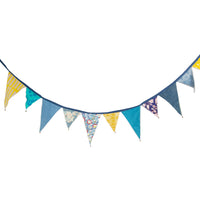 Moroccan Souk Blue and Yellow Upcycled Fabric Bunting - 3m