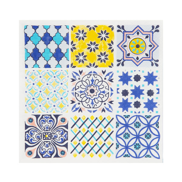 Moroccan Souk Blue Paper Napkins - 20 pack