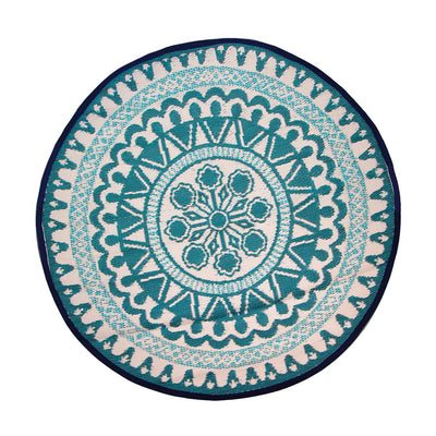 Moroccan Souk Blue Round Outdoor Rug