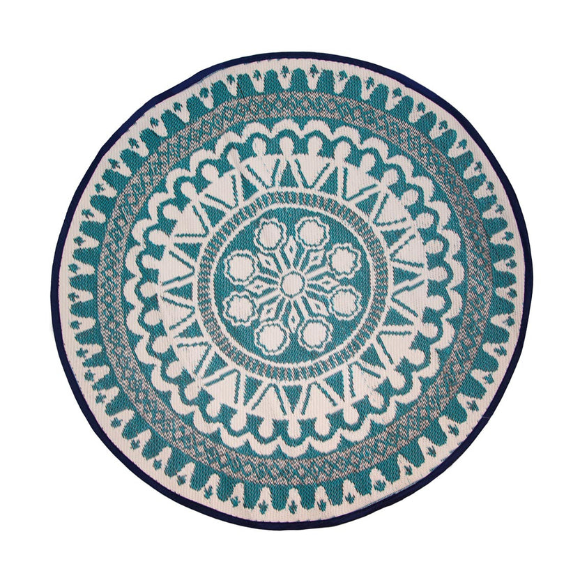 Moroccan Souk Blue Round Outdoor Rug – Talking Tables UK Public