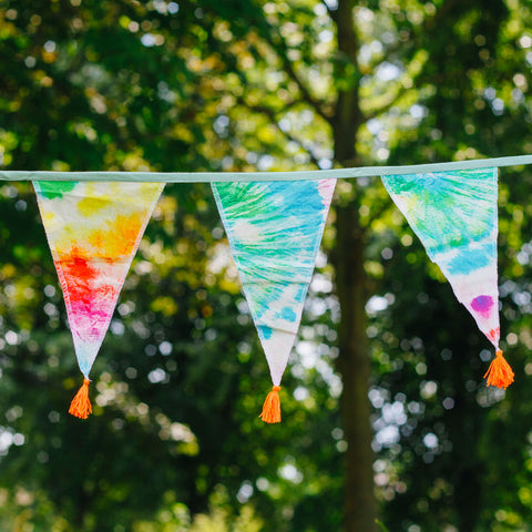 Rainbow Tie Dye Fabric Bunting, 3m