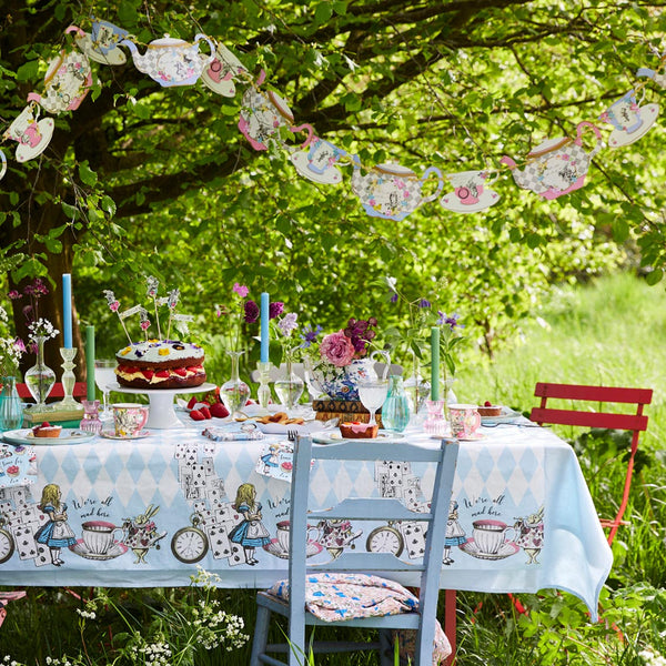 Blue Alice in Wonderland Paper Table Cover