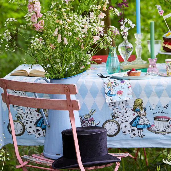 Talking Tables Blue Alice in Wonderland Paper Table Cover | Disposable Tablecloth, Home Recyclable | Supplies for Mad Hatter