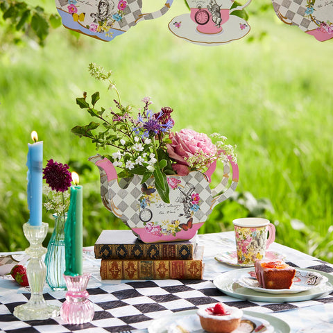 Pink Alice in Wonderland Card Teapot Vase