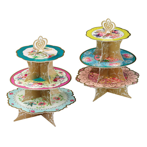 Floral 3 Tier Cardboard Cake Stand