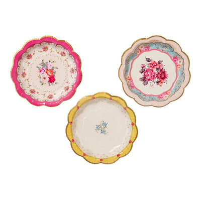 Pink, Yellow & Blue Floral Paper Plates - 12 pack