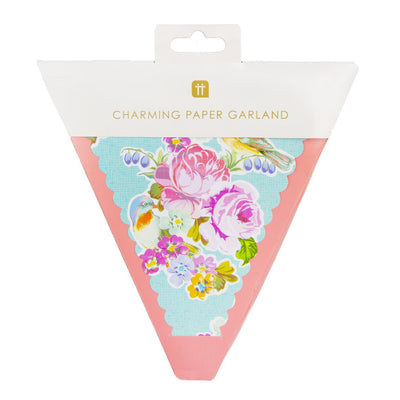 Floral Pink, Blue & Yellow Paper Bunting