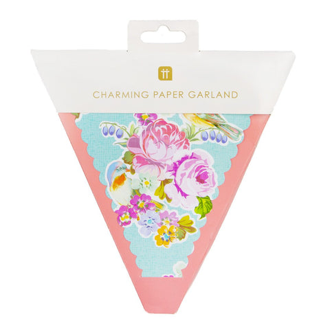 Floral Pink, Blue & Yellow Paper Bunting