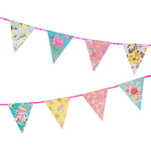 Floral Pink, Blue & Yellow Paper Bunting
