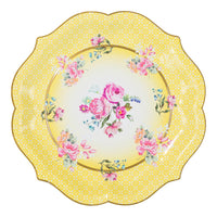 Yellow & Blue Floral Paper Plates - 4 pack