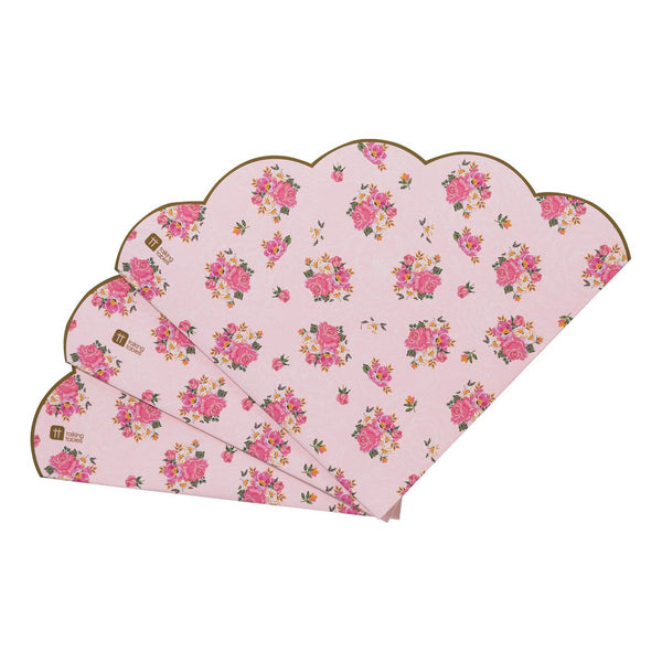 Pink Floral Scalloped Edge Paper Napkins