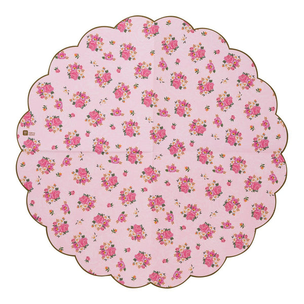 Pink Floral Scalloped Edge Paper Napkins