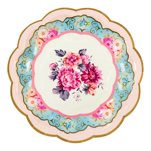 Multicoloured Floral Paper Plates - 12 pack