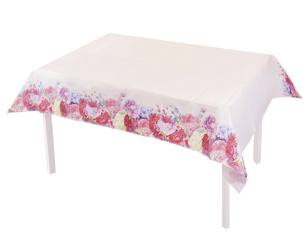 White, Floral Edged Paper Table Cover