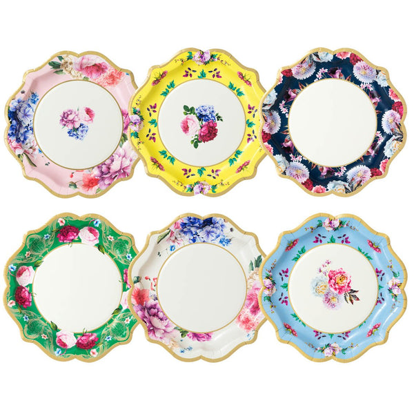 Bright Multicoloured Floral Paper Plates - 12 pack