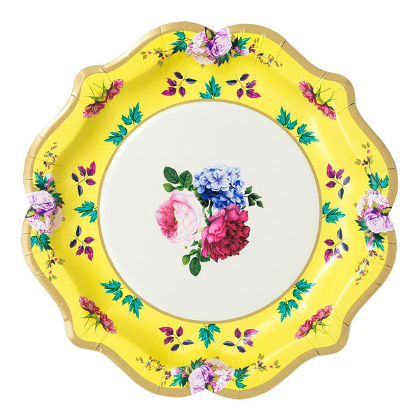 Bright Multicoloured Floral Paper Plates - 12 pack