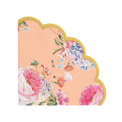 Peach Floral Scalloped Edge Napkin