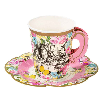 truly alice cup set saucers pack of 12 - Talking Tables