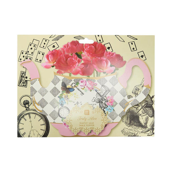 Pink Alice in Wonderland Card Teapot Vase