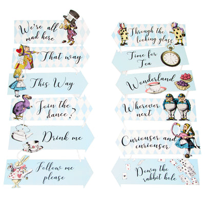 Alice In Wonderland Signs - 12 Pack