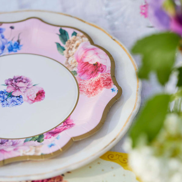 Bright Multicoloured Floral Paper Plates - 12 pack